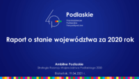 Tytułowa plansza raportu o stanie województwa za 2020 rok.