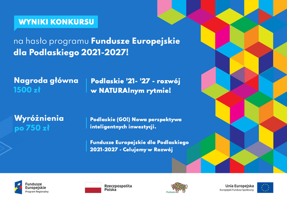 Na niebieskim tle" Konkurs na hasło programu Fundusze Europejskie dla Podlaskiego 2021-2027